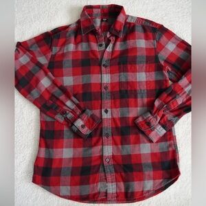Uniqlo Men's Red and Black Plaid Shirt